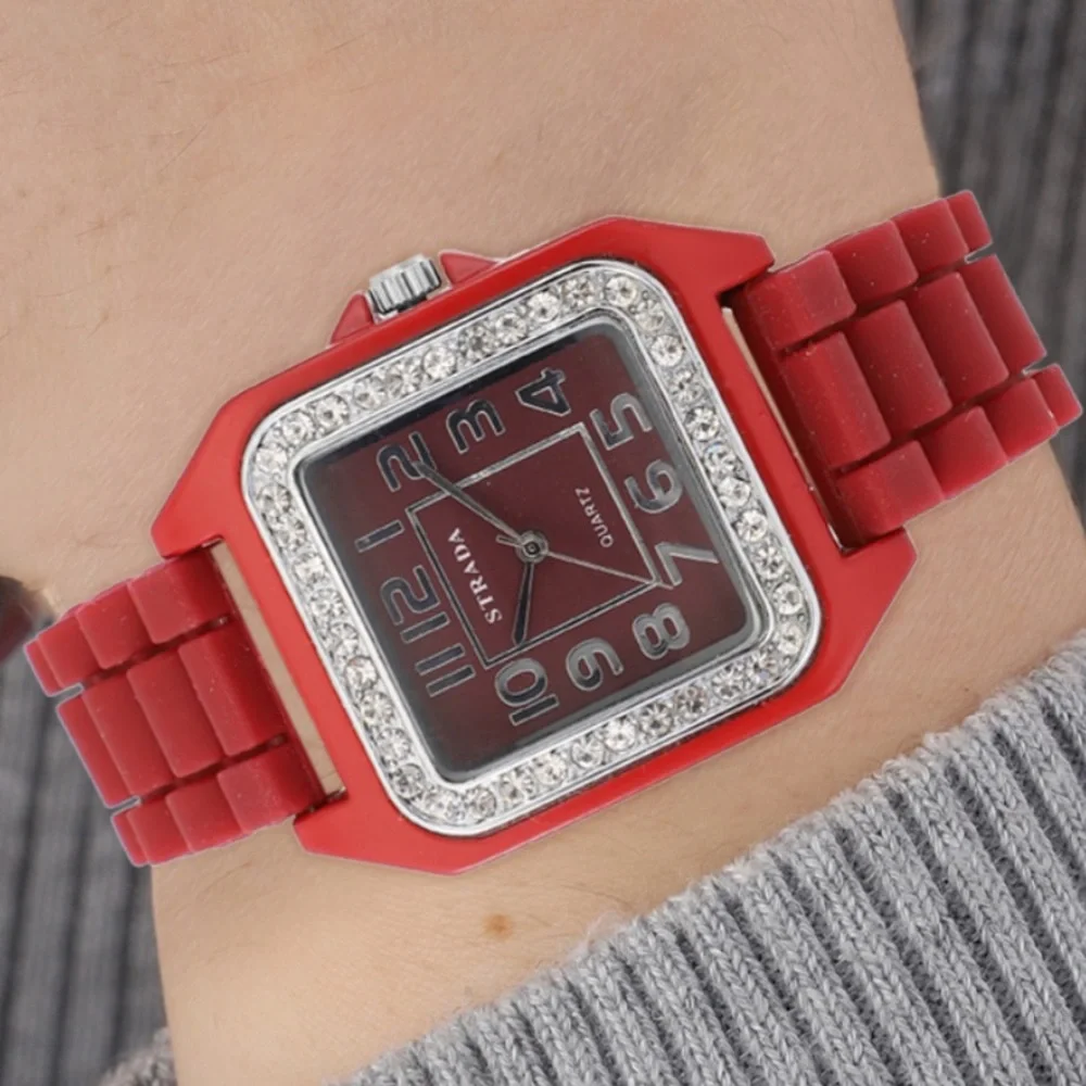 Watch with Red Silicone Strap